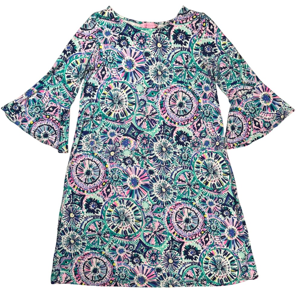 Lilly Pulitzer Ophelia Swing‎ Dress Women XS Multicolor Bell Sleeve Geometric